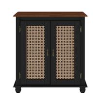 Gabinete para Banheiro de Madeira Veneza com 2 Portas de Rattan e Pés Torneados- 82004 Gabinete para Banheiro de Madeira Veneza com 2 Portas de Rattan e Pés Torneados- 82004