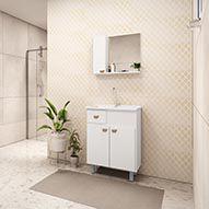 Gabinete para banheiro essenza 600 com pés - branco