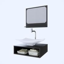 Gabinete Para Banheiro Full Black 50 + Kit Acessórios