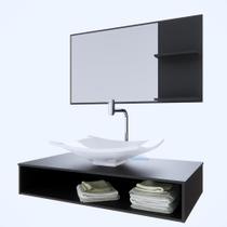 Gabinete Para Banheiro Full Black 80 Kit Completo - GABINETTO