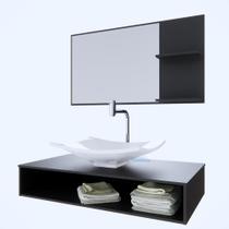 Gabinete Para Banheiro Full Black 80 Kit Completo
