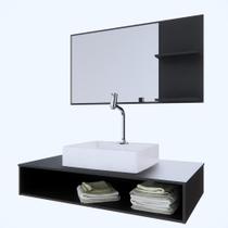 Gabinete Para Banheiro Full Edition Black 80 Kit Completo