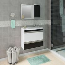 Gabinete Para Banheiro Grécia 65 Cm Com Espelho De Banheiro MGM Móveis Branco/Preto
