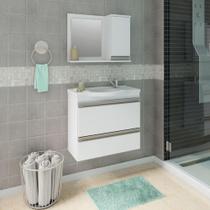 Gabinete Para Banheiro Grécia 65 Cm Com Espelho De Banheiro MGM Móveis Branco