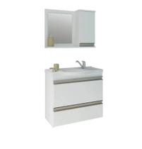 Gabinete Para Banheiro Grécia Branco/Branco + Espelheira Mgm