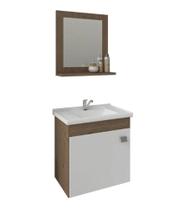 Gabinete Para Banheiro Íris Amêndoa/Branco + Espelheira Mgm