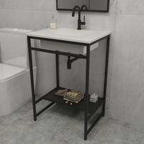 Gabinete para Banheiro Iron Black 60cmx45cm Preto Fosco/Branco Fosco