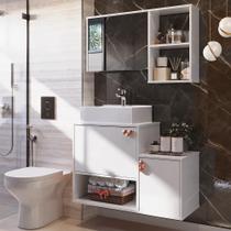 Gabinete para Banheiro Lotus Movelove 80cm com Espelho 3 Portas Cuba Sobrepor