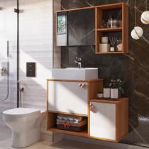 Gabinete para Banheiro Lotus Movelove 80cm com Espelho 3 Portas Cuba Sobrepor