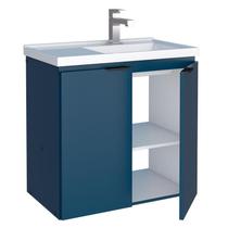 Gabinete Para Banheiro Madeira Aster 60 Com Lavatório Cozimax Azul