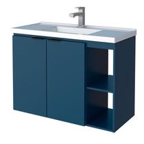 Gabinete Para Banheiro Madeira Aster 80 Com Lavatório Cozimax Azul