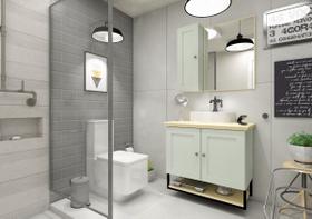 Gabinete Para Banheiro Nordic 80cm Mazzu C/ Espelho Sem Cuba