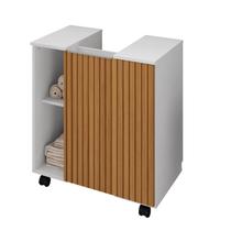 Gabinete para Banheiro Pequin Branco com Ripado - BECHARA Gabinete para Banheiro Pequin Branco com Ripado - BECHARA