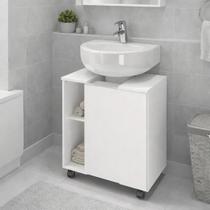 Gabinete para Banheiro Pia de Coluna Pequin com Rodizio Cor:BRANCO