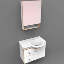 Gabinete para banheiro Positivo 33x64cm com lavatório e espelheira branco Huna