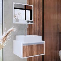 Gabinete Para Banheiro Real 50 Ripado C/cuba + Combo Branco