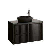 Gabinete Para Banheiro Ripado 80cm Black C/ Cuba Preta - Astral Design