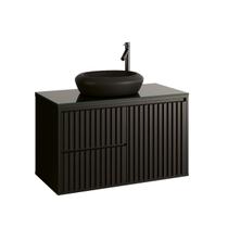 Gabinete Para Banheiro Ripado 80cm Black C/ Cuba Preta Gabinete Para Banheiro Ripado 80cm Black C/ Cuba Preta
