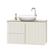Gabinete Para Banheiro Ripado 80cm Branco com Cuba Branca Gabinete Para Banheiro Ripado 80cm Branco com Cuba Branca