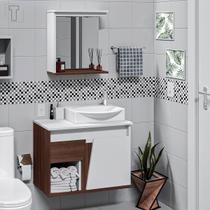 Gabinete para banheiro rorato kit sicilia suspenso 1 gaveta castaine 67,5cm + espelheira + cuba 578740