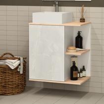 Gabinete para Banheiro sem Cuba 60cm Báltico Branco/Cristal/Faia Gabinete para Banheiro sem Cuba 60cm Báltico Branco/Cristal/Faia