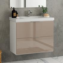 Gabinete para Banheiro sem Tampo 80cm Pietra Branco/Gianduia Brilho Gabinete para Banheiro sem Tampo 80cm Pietra Branco/Gianduia Brilho
