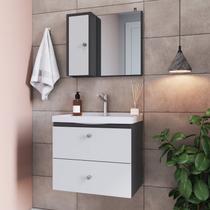 Gabinete para Banheiro Suspenso 50cm com Lavatorio Espelheira CLVP01 Versato Branco/Grafite Gabinete para Banheiro Suspenso 50cm com Lavatorio Espelheira CLVP01 Versato Branco/Grafite