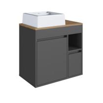 Gabinete para Banheiro Suspenso com Cuba 60cm 1 Porta 1 Gaveta Bangladesh BA2066GF Grafite - Art In Móveis