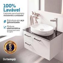 Gabinete para Banheiro Suspenso em Aço Galvanizado Lavável com Cuba de Apoio 62x36 Ares Beltempo