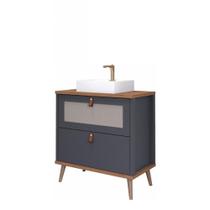 Gabinete Para Banheiro Vêneto Titanium/Freijó MGM Móveis 60cm