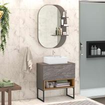 Gabinete para Banheiro Vicenza 78cm 1 Gaveta com Cuba e Espelheira Móveis Bosi