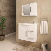 Gabinete Para Banheiro Vix 65 Cm Com Espelho De Banheiro MGM Móveis Branco