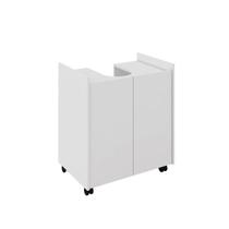 Gabinete Para Banheiros ECC 2 Portas Com Prateleiras Flex e Rodízios Cor Branco - PZ