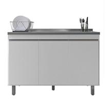 Gabinete Para Cozinha 3 Portas Malu Branco 120cm Sem Tampo Nathan Móveis