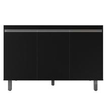 Gabinete Para Cozinha 3 Portas Malu Preto 120cm Sem Tampo
