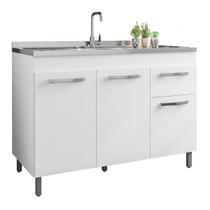 Gabinete para Pia 1,20m Armário Cozinha Balcão Multiuso - Branco