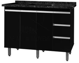 Gabinete Para Pia de 1.20 Metro balcão 100% MDF com Puxador em Alumínio inteiro chapa de 15mm ultimas unidades cor Preto fosco Gabinete Para Pia de 1.20 Metro balcão 100% MDF com Puxador em Alumínio inteiro chapa de 15mm ultimas unidades cor Preto fosco
