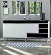 Gabinete para pia de cozinha 1,50m Donatello Preto e Branco 100% MDF 15mm