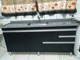 Gabinete para pia de cozinha 1,80m Preto e Branco 100% MDF 15mm