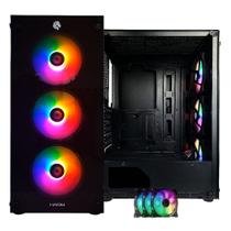 Gabinete Pc Gamer 3 Fans Rgb Inclusas Vidro Lateral e Frontal Para Atx Micro Atx - HAYOM Gabinete Pc Gamer 3 Fans Rgb Inclusas Vidro Lateral e Frontal Para Atx Micro Atx - HAYOM
