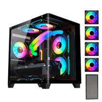 Gabinete Pc Gamer Aquário 4 Fans Rgb Inclusos Vidro Boleado