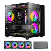 Gabinete Pc Gamer Com 4 Fans Rgb Vidro Temperado Watercooler - HAYOM