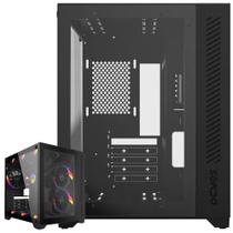 Gabinete Pcyes Forcefield Black Vulcan Mid-Tower com Design Imponente, Vidro Temperado, Suporte para Placas de Vídeo até 360mm e Coolers de CPU até 160mm