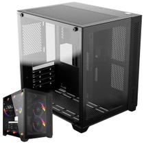 Gabinete Pcyes Forcefield Vulcan Black com Painel Frontal e Lateral em Vidro Temperado, USB 3.0, Chassi Durável e Compacto para Setups Gamer de Alto Desempenho