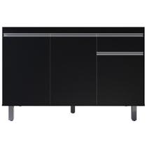 Gabinete Pia 3 Portas 1 Gaveta Pop Preto 120cm Sem Tampo