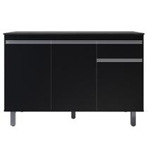 Gabinete Pia 3 Portas 1 Gaveta Pop Preto 120cm Sem Tampo Nathan Móveis