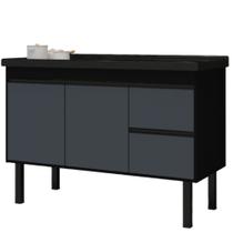 Gabinete Preto e Cinza para Cozinha Color em Madeira MDF de 1,14 Metros para Pias de 1,20 Metros - 278 - PRIMATTO
