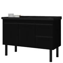 Gabinete Preto para Cozinha Color em Madeira MDF de 1,14 Metros Para Pias de 1,20 Metros - 275 - PRIMATTO