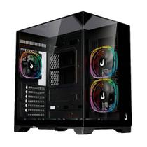 Gabinete Rise Mode Galaxy Full Glass X Black Matx Mid Tower Vidro Temperado Usb 3.0 Sem Fans Preto Rm-Ca-Fgx-B