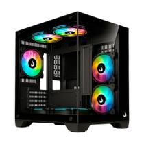 Gabinete Rise Mode Galaxy Glass Mini Matx Mini Tower Vidro Temperado Usb 3.0 Sem Fans Preto Rm-Ga-Ggmn-Fb